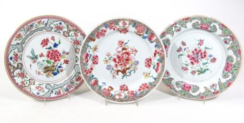 Three 18thC Chinese porcelain plates