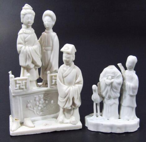 Two Chinese blanc de chine figure groups
