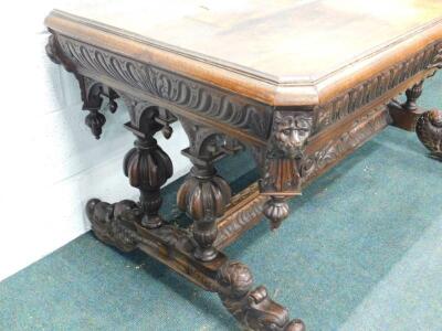 A Victorian carved oak side table - 2