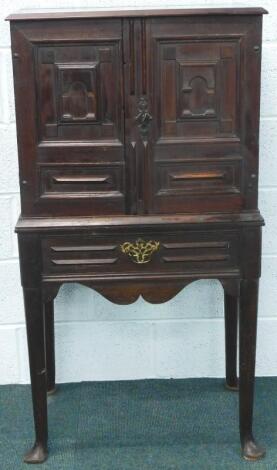 A late 17th/early 18thC and later walnut and oak cabinet