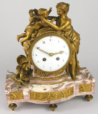 A late 19th/early 20thC French gilt metal mantel clock