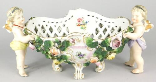 A 19thC Sitzendorf porcelain centrepiece