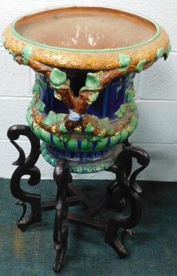 A Majolica two handled jardiniere