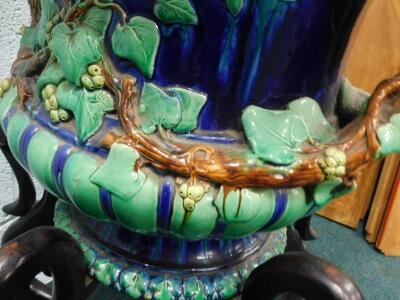 A Majolica two handled jardiniere - 3