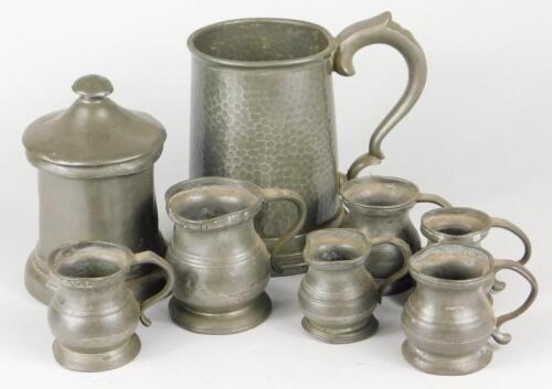 A collection of 19thC and later pewter measures