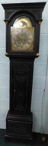 An 18thC and later oak longcase clock