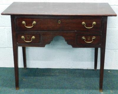 A George II oak and mahogany banded lowboy