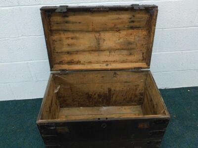 A late 19thC oak and iron chest - 2