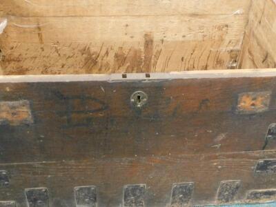 A late 19thC oak and iron chest - 3