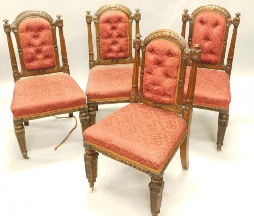 A set of four Victorian Gothic style dining chairs