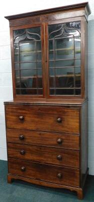 A George III mahogany secretaire bookcase