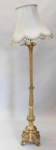 A Continental gilt wood standard lamp