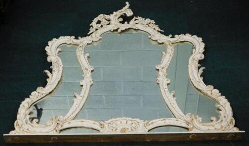 A 19thC cream painted and parcel gilt overmantel mirror