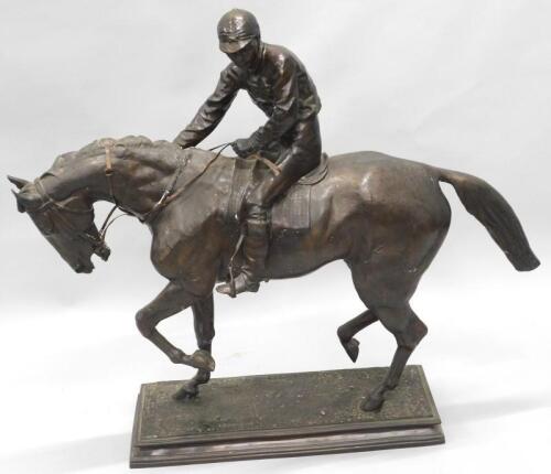 After Isadore Bonheur (1827-1901). A horse and jockey on rectangular base