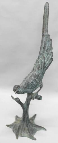 20thC Oriental School. A parrot perched on a branch