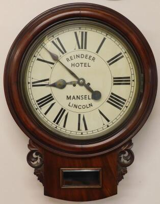 A Victorian mahogany drop dial wall clock