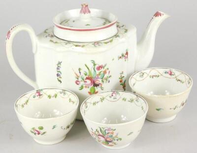 An early 19thC Newhall porcelain four sided teapot