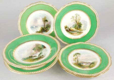 A 19thC English porcelain part dessert service