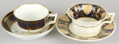 Two 19thC porcelain coffee cups and saucers