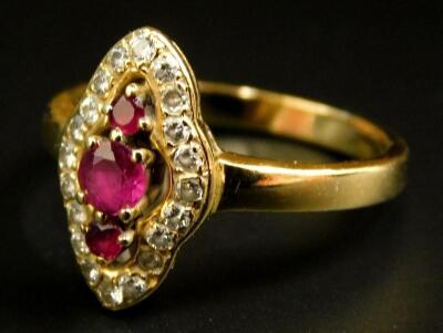 A ruby and diamond dress ring