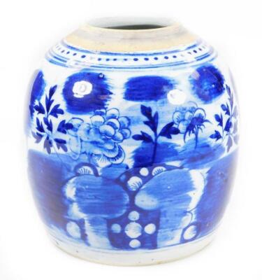 A Chinese blue and white pottery Ming style jar