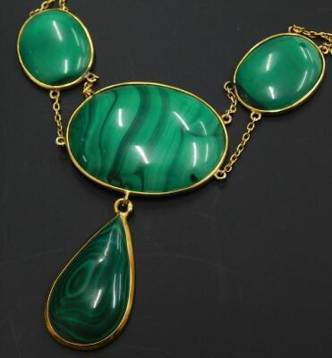 A malachite necklace