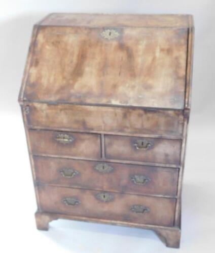 A George II style walnut bureau