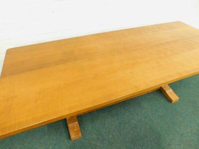 A Robert Thompson of Kilburn 'Mouseman' oak refectory table - 3