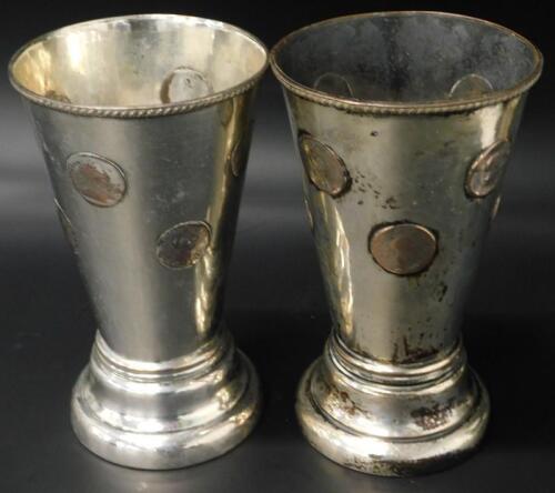 Two 19thC silver plated gaming cups