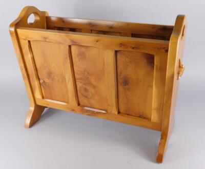 A Coxwold Cabinet Makers yew magazine rack