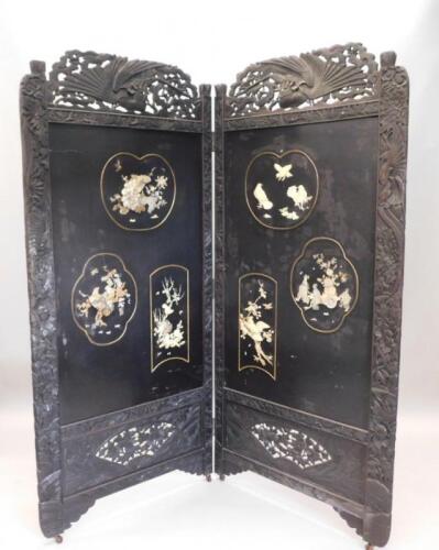 A late 19thC Japanese Shibayama inlaid two fold screen