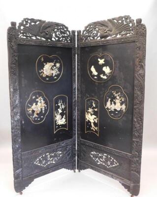 A late 19thC Japanese Shibayama inlaid two fold screen