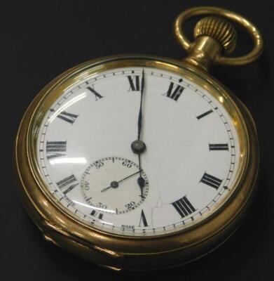 A gent's gold plated open face pocket watch