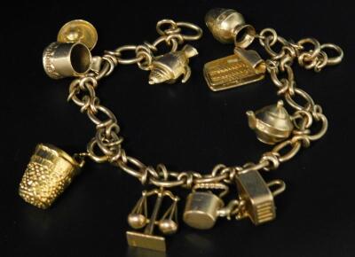 A 9ct gold charm bracelet