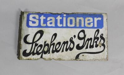 A Stationer Stephen's Inks blue and white enamel advertising sign - 2
