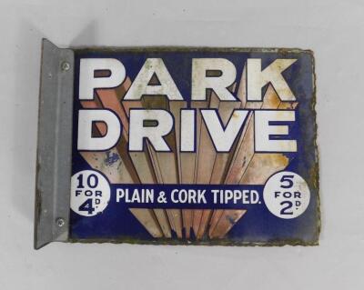 A Park Drive blue and white rectangular enamel advertising sign - 2