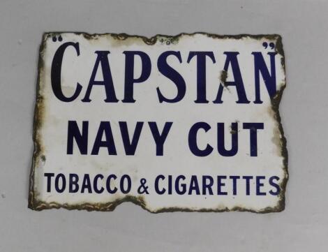 A Capstan Navy Cut blue and white rectangular enamel advertising sign