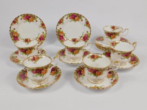 A Royal Albert porcelain part tea service decorated in the Old Country Rose pattern