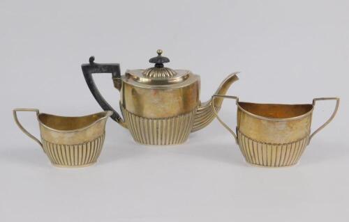 A Victorian silver three piece tea set