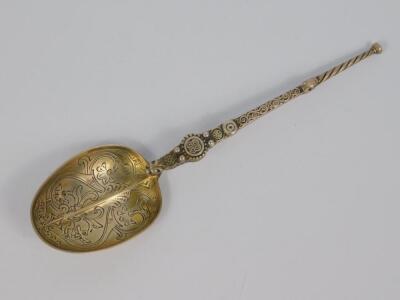 An Edward VII silver replica of the Coronation Anointing spoon