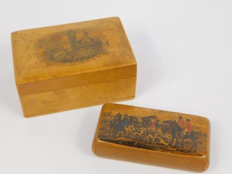 A Victorian Mauchline ware sycamore snuff box