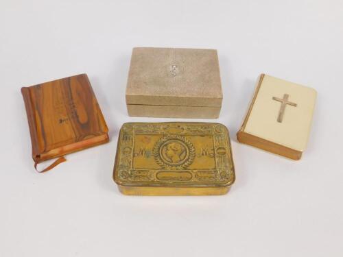 A shagreen rectangular box and winged cover