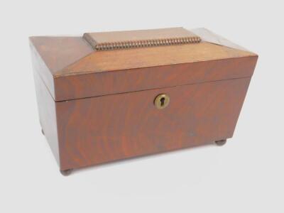 A Regency mahogany sarcophagus tea caddy