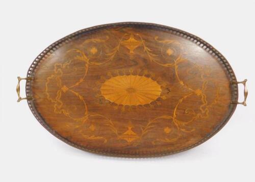 A Victorian oval rosewood tray