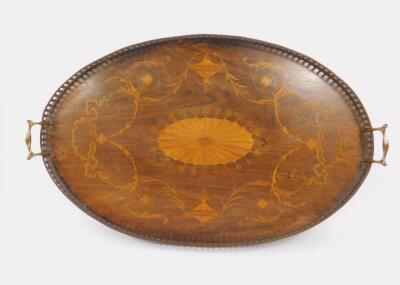 A Victorian oval rosewood tray