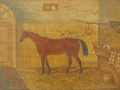 English School (20thC). Horse in a stable