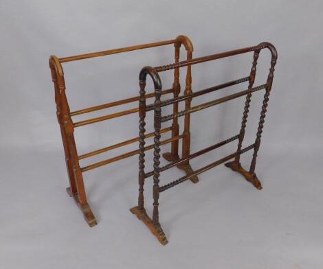 Two Victorian beech towel rails