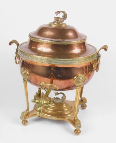 A Regency brass and copper samovar