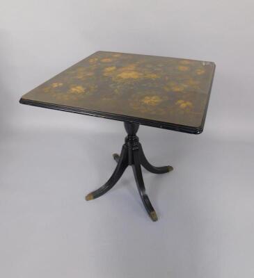 A Victorian square ebonised table - 2