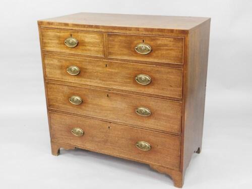 A George III mahogany chest of two short and three long drawers